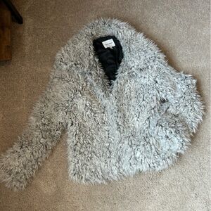 Skylar + Madison Gray Faux Fur Jacket